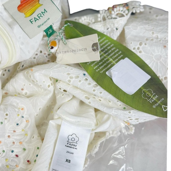 FARM RIO Eyelet Beaded Mini Dress, Off White, XS - Picture 15 of 15